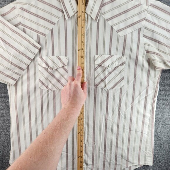 H Bar C Ranchwear Arco 1018 USA Western Pearl Snap Short Sleeve Striped Size 17 - Picture 12 of 16